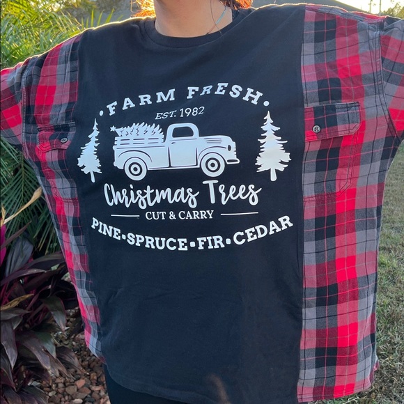 Farm Fresh Christmas Tree Flannel Rework - Picture 3 of 7